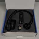 Bluetooth Headset with USB Dongle for Computer, Single-Ear Wireless Headset with Noise Cancelling Microphone for Office & Truckers, Bluetooth V5.2 with Mute Button for Work (Black)