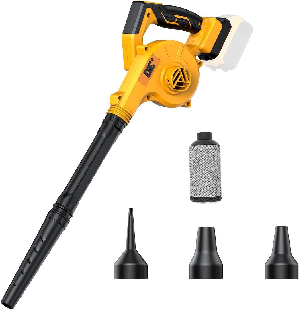 DeForce Electric Leaf Blower Cordless for Dewalt 20V Max Battery, 4 in 1 Blower, 3 Speed Modes, 190 MPH, Battery Powered Leaf Blower w/Extended Tube for Leaves, Lawn Care, Patio(Bare Tool Only)