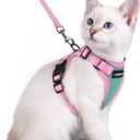 rabbitgoo Cat Harness and Leash Set, Escape Proof Soft Adjustable Vest Harnesses for Outdoor Walking, Easy Control Breathable Kitten Jacket with Reflective Strips, Green & Pink, XXS