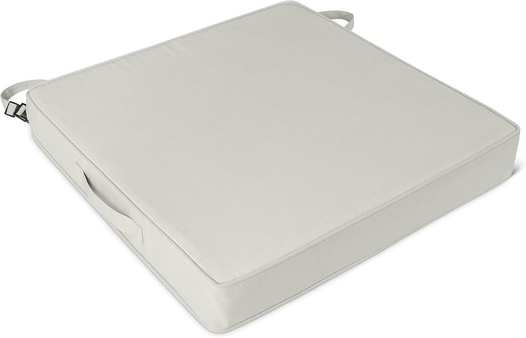 Amazon Basics Patio Chair Cushion, 22x22x3 inch, Beige, Water Resistant, 2-Pack