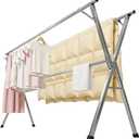 Spreezy 94 Inch Clothes Drying Rack, Stainless Steel, Indoor/Outdoor
Adjustable Length Holds 44 bs, Zero Assembly, Foldable Laundry Drying Rack. Portable, Space-Saving, with Windproof Hooks