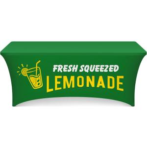 Oudain Lemonade Stand Supplies Tablecloth Stretch Spandex Table Cover Lemonade Vendor Tablecloth for Standard Folding Tables Summer Gathering Beach Picnic Lemon Birthday Party Decor(Green,6ft)