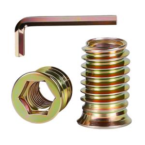 50 PCS 1/4-20 x 10mm Threaded Inserts for Wood Professional Threaded Insert Nuts for Furniture & Wooden Products, Hex Spanner Included