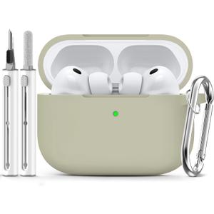 Ljusmicker for AirPods Pro 3 Case 2025 with Cleaner Kit,Soft Silicone Protective Cover for Apple AirPods Pro 3rd Generation Cases for Women Men,for AirPod Pro 3 Case Accessories with Keychain-Khaki