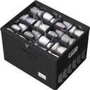 Shoe Organizer for Closet, Large Shoe Box Storage Containers with Clear Window, Space Saving Shoe Bin with Foldable Bottom Support Adjustable Dividers - Fits 16 Pairs (Black, (19.7*15.7*13)x1)