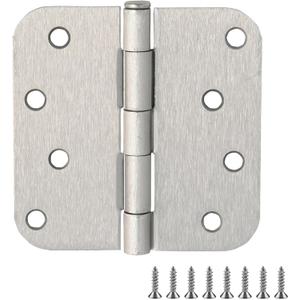 Design House Door Hinges for Interior Doors 6-Pack 4-inch x 4-inch  Rounded 5/8-inch Radius Steel Door Hinge  Satin Nickel  Fits Standard Doors  Design House 189704
