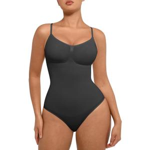 FeelinGirl Shapewear Bodysuit for Women Tummy Control Seamless Sculpting Full Body Shaper Snatched Waist Bodysuit (X-Small-Small, Black)