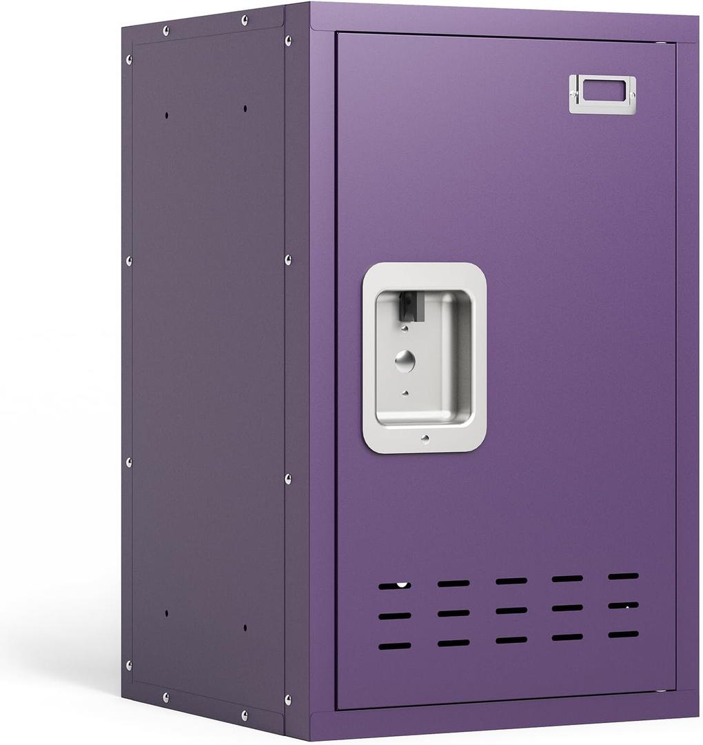 KAER Metal Storage Locker, Lockable Cabinet, 24" H Organizer for Bedroom, School, Office, Playroom, Daycare, Garage (Purple)