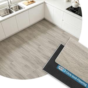 Art3d 24-Pack Click-Lock Wood SPC Floor Planks, 24 x 6 Inch, Light Grey Oak | Premium Vinyl, Waterproof, Interlocking, Wood Textured, Fade Resistant, Tool-Free, Ideal for Bedroom, Living Room, Kitchen