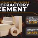 FireCast Castable Refractory Cement Mix 3110 Degree Fahrenheit 30 Lbs High Temperature Heat Resistant Fireproof Mortar Build Repair Pizza Oven Fire Places Forge Kiln Stove
