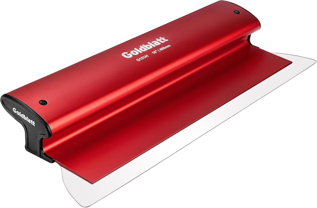 Goldblatt 16 Inch Drywall Skimming Blade, 0.3mm Stainless Steel Blade, Aluminum Body - Rigid Lightweight Drywall Knife with End Caps, Ergonomic Grip, for Mud, Repair Plaster Wall