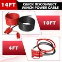 HUATOL 14 FT 2AWG Quick Disconnect Winch Power Cable, 2 Gauge 2 AWG Copper Wiring, Quick Connect and Disconnect Cables Heavy Duty Battery Wiring Kit.