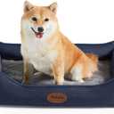 Tidore Orthopedic Dog Beds for Medium Dogs, Durable Egg Crate Foam Sofa Dog Bed wit Washable Removable Cover, Waterproof Lining, Pet Bed for Large Dogs (Navy Blue, 26.4" L x 21.7" W x 6.2" Th)