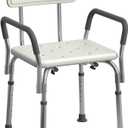 Medline Shower Chair with Backrest and Padded Armrests - 350 lb. capacity, Bath Bench, Seat, Stool for Independent Adult, Seniors, Elderly & Disabled Patients (White)