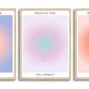 KISSFOX 3 Piece OAK Wood Framed Wall Art Pink Orange Blue Wall Decor Aura Canvas Art What You Think Feel Imagine Pictures Trendy Aesthetic Preppy Paintings For Apartment Dorm Women Girls Bedroom