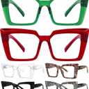 Eyekepper Oversize Metalless Screwless Spring Hinge Reading Glasses for Women - 6 Pack Large Frame Readers +1.00