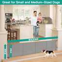 24 Inch Tall x 75 Inch Extra Wide Retractable Dog Gate for The House, Short Dog Gate to Step Over, Reinforced Mesh Puppy Gate for Doorways, Step Over Pet Gate for Stairs, Indoor/Outdoor, Gray