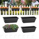 smusei Railing Planter Box 4 Pack Window Boxes Planters with Flower Box Brackets, 17 Rectangle Balcony Deck Railing Hanging Planters for Outdoor Fence Garden Patio Plants (Black+white Brackets)