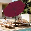 MEWAY 9ft Patio Umbrella Outdoor Table Umbrellas with Push Button Tilt and Crank, Market Umbrella 8 Sturdy Ribs for Deck, Garden, Pool and Backyard, Dark Red