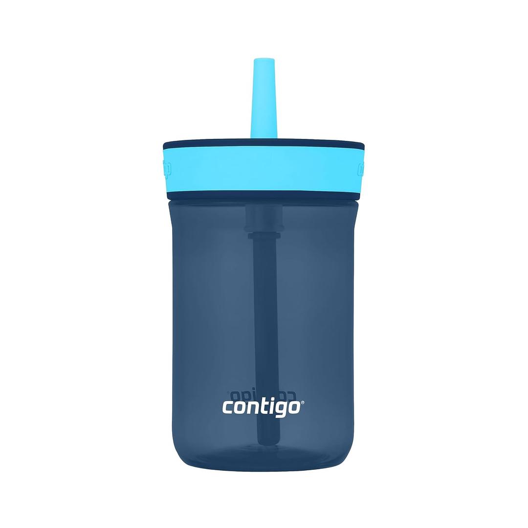 Contigo Kids Leighton Straw Tumbler with Spill-Proof Leak-Proof Lid, 14 Oz. (14oz (Pack of 1), Blueberry/Blue Raspberry)