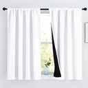 NICETOWN White 100% Blackout Curtains 45 inches Long, Rod Pocket Basement Completely Blackout Window Treatment Thermal Insulated Lined Drapes for Small Window (1 Pair, 52 inches Width Each Panel)