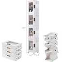 VECELO 4-Tier Plastic Tall Narrow Storage Cabinet with Movable Wheels, Adjustable Shelves, Magnetic Doors, Slim Bathroom Organizers and Storage for Small Space, Bathroom, Kitchen, Laundry, White (9.6 x 11.2 x 65.4 In(LxWxH))