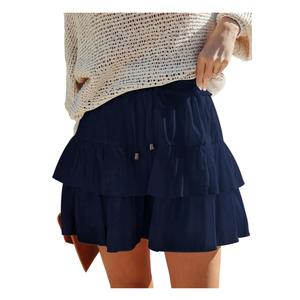 Flowy Shorts for Women Boho Ruffled Tiered Skorts Casual High Waist Mini Skirts Tennis Golf Comfy Shorts 2025, M