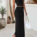 PRETTYGARDEN Skirt Sets Women 2 Piece Outfits Summer Outfits 2026 Going Out Crop Tops Long Maxi Skirts Beach Vacation Clothes (Black, S)