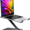 Foldable Laptop Stand, Height Adjustable Ergonomic Computer Stand for Desk, Aluminum Portable Laptop Lecterns Riser Notebook Mount Compatible with MacBook Pro Air, HP, Dell 10-16"(Black)