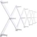 SKOLOO Hat Rack for Wall with 17 Hooks, Solid Wooden, Modern, Expandable Coat Rack Wall Mount for Coats, Hats, Bags, Baseball Caps, White