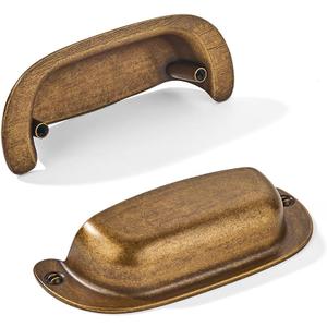 khtumeware 10 Pack 3"(76mm) Hole Center Vintage Drawer Retro Pulls Antique Brass Cabinet Bin Cup Pulls Bathroom Hardware Cabinet Handles Drawer Handles Knobs