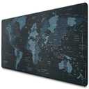 World Map Mouse Pad Large 35x15.7 - Geographical Designed XL Gaming Mouse Pad Map with Soft & Water-Resistant Coating - Easy to Clean Large Mousepads for Desk, XL Mousepad Mat for Games & Work