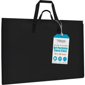 ZKOO Light Weight Art Portfolio Bag, 36" x 48" Extra Large Art Portfolio Case Light Weight Waterproof Poster, Studio Collection Tote for Artwork, Poster, Sketch Drawing, Canvas (36"*48"-Black)