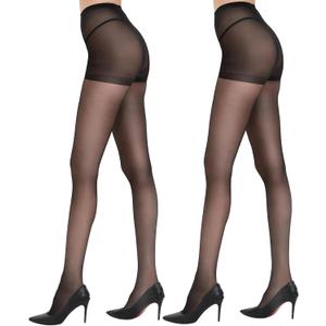 DUCMODA Unbelievable Durability Sheer Tights for Women, 20D High Waist Stocking, Rip Resistant Strong Pantyhose (Black, M)