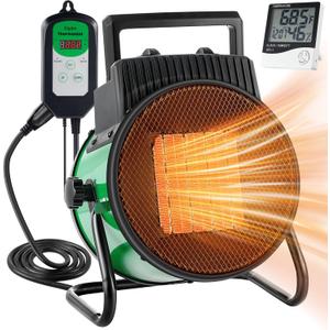 Enhon Greenhouse Heater with Digital Thermostat, 1500W Quick Heating Portable Electric Heater for Greenhouse Seed Germination, Electric Indoor Outdoor Garage Heater, Suitable for 120 Square Feet