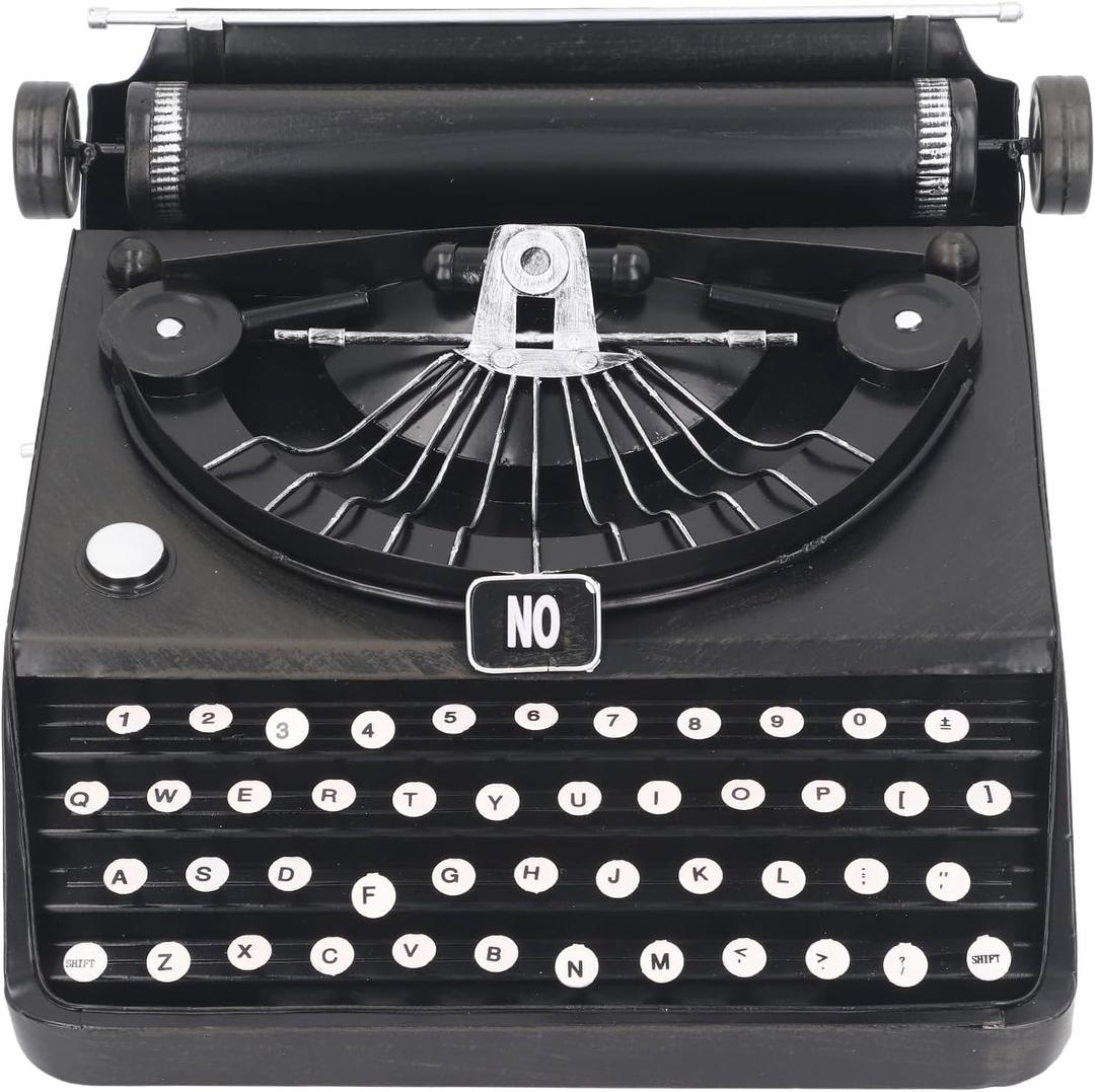 Antique Typewriter Model, Classic Manual Typewriter Model, Black Retro Vintage Portable Manual Props Model Decoration Ornaments for Home, Cafe Bar, Cabinet
