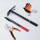 4PCS Garden Tools Set with 2-in-1 Tool Hoe/Cultivator Dual Head; Willow Leaf-Shaped Seeding Widger Gardening Trowel; Protective Gloves and Pruning Shear