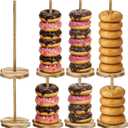Cididu 8 Pieces Wood Donut Stand, Bagel Stand Holder Display for Dessert Table, Detachable Rustic Donut Sticks Display Tower for Wedding Birthday Parties Decorations Supplies (2 Sizes)