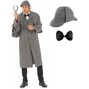 fun shack Mens Detective Costume Adult, Detective Costume Men, Detective Halloween Costume, Private Investigator Costume L