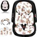 Tinlyfinly Infant Car Seat Insert with Removable Cushion for Preemie to Toddler, Reversible Newborn Carseat Insert for Baby Head Body Support, Fits for Stroller, Baby Swing, Bouncer (Teddy Bear)