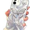 I-MGAE-IN-AR Compact Case for iPhone 11 Shiny Silver Butterfly Design,Cute Trendy Soft Slim TPU Shockproof Protective Phone Cases Cover for Women Girls Aesthetic Glitter