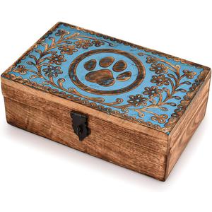 Kimona Jewelry Boxes Mango Wood Handcarved Wooden Decorative Treasure Chest Jewelry Organizer Housewarming Gifts (8"X 5"X 3")