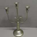 Dandat 1 Pcs 3 Arm Metal Candelabra Candlestick Holders Tall Candlestick Holders Gothic Candle Holder for Home Wedding Church Christmas Party (Retro,11.8 Inch, Matte Silver)