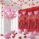 Ceenna 74 Pcs Valentines Decoration Set Red and Pink Heart Balloons Red Heart Garland and Streamers for Valentines Day Room Decorations Wall Window Romantic Decorations Special Night