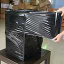 BOMEI PACK Black Stretch Wrap Industrial Strength with Plastic Handle 12" x 1000 Feet 80 Gauge 3-Pack, Black Shrink Wrap, Self-Adhering Black Plastic Wrap for Shipping, Moving