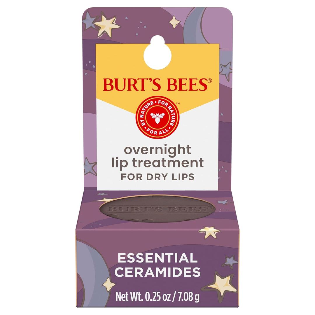 Burt's Bees Back To School Dorm Essentials, Original Overnight Intensive Lip Treatment, Moisturizing, Restorative, Reduces Fine Lines, Vitamin E, Ceramides Oils, Natural Origin Lip Care, 0.25 Oz.