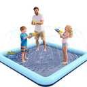 VISTOP Non-Slip Splash Pad for Kids and Dog, Thicken Sprinkler Pool Summer Outdoor Water Toys - Fun Backyard Fountain Play Mat for Baby Girls Boys Children or Pet Dog (67 * 67 inch, Blue&Blue)