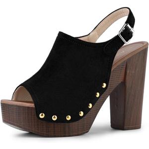 Allegra K Women's Open Toe Slingback Platform Chunky Heels Sandals (5.5)