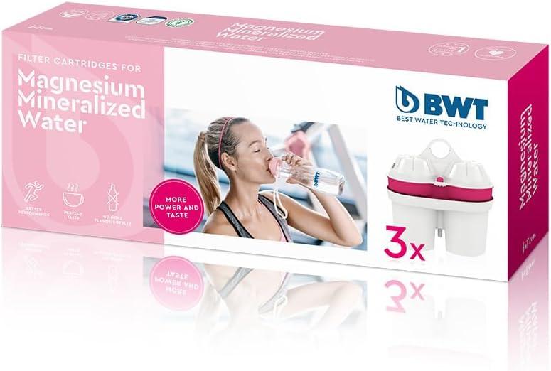 BWT Magnesium Mineralized Water Filter, 3-Pack - Long Life Mg2+ Cartridge for Water Filters, 3x120L Capacity, Maximum Protection for Espresso Machines