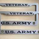 2 PCS for US Army Veteran License Plate Frames,Matte Black Aluminum Veteran License Plate Holder License Plate